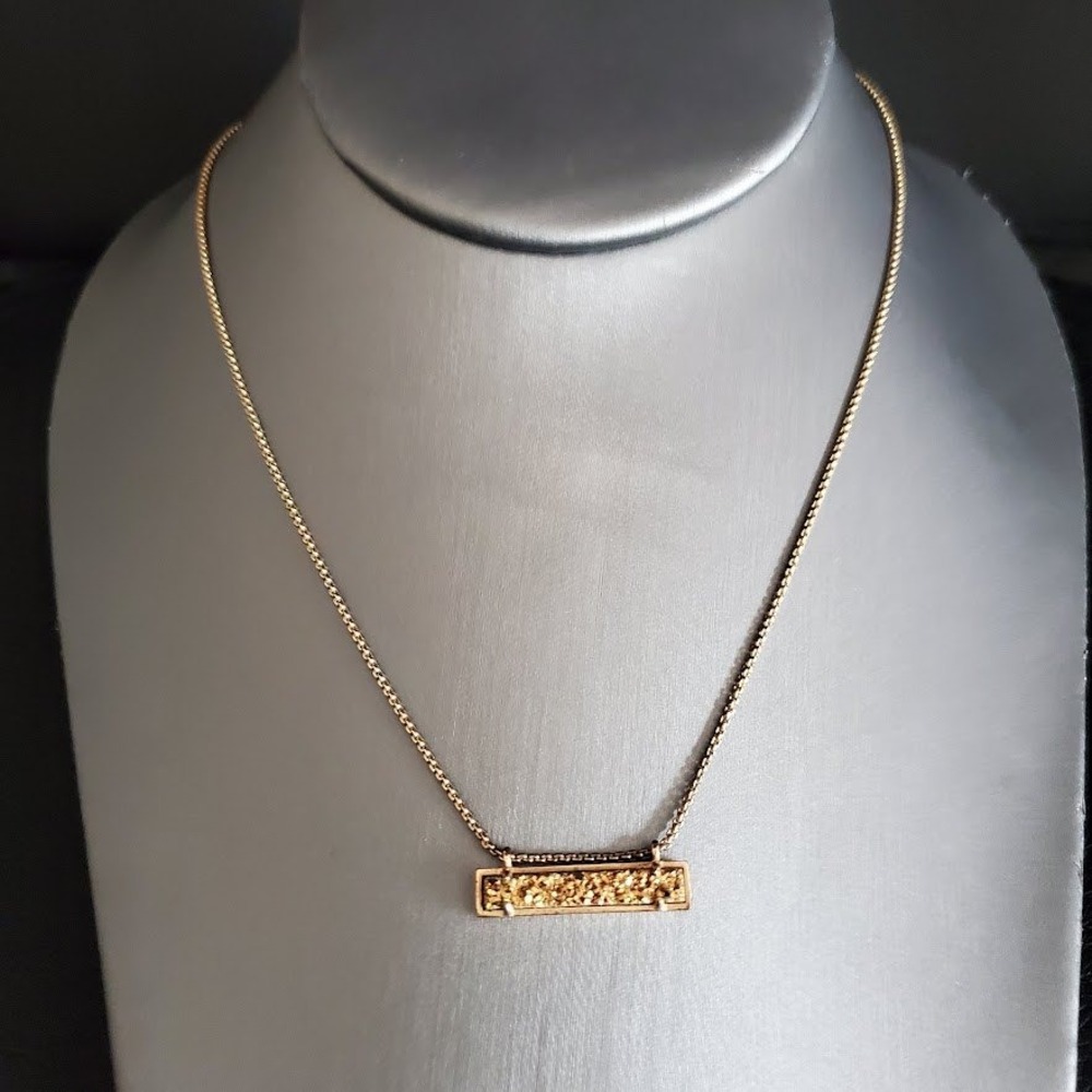 Kendra Scott Leanor Gold Bar Necklace Champagne Drusy Pendant Sparkle Chain - Picture 6 of 6